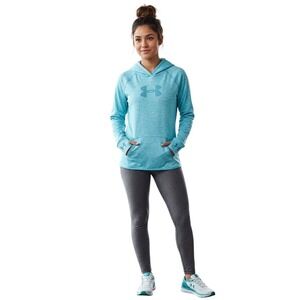 Under Armour Womens ColdGear Hoodie Blue Space Dye Fleece Pullover XL Loose Fit